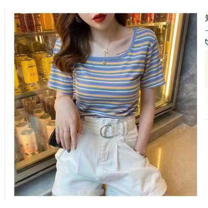 Net red cotton short sleeve T-shirt women's summer 2024 new loose design sense half sleeve student jacket wholesale foreign trade - Image 3