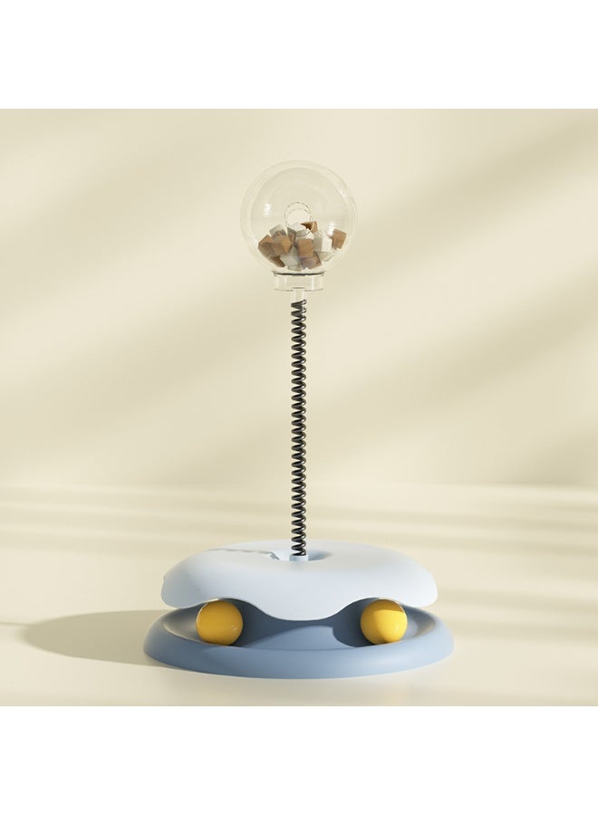 Multifunctional Interactive Cat Toy with Transparent Leaking Food Ball, Tunnel Base with Play Balls, Flexible Spring Wand for Movement Stimulation, Mental Stimulation and Boredom Relief Toy for Indoor Cats, Suitable for All Cat Sizes - Image 1