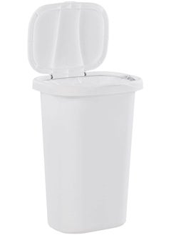 Rubbermaid Fg233900Wht Spring Top Trash Can With Lid 13 Gallon White Plastic Garbage Bin Wastebasket For Home Kitchen Bathroom Garage 53 Quart  - Image 4