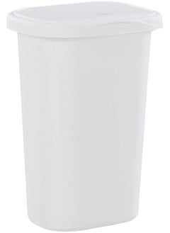 Rubbermaid Fg233900Wht Spring Top Trash Can With Lid 13 Gallon White Plastic Garbage Bin Wastebasket For Home Kitchen Bathroom Garage 53 Quart  - Image 1