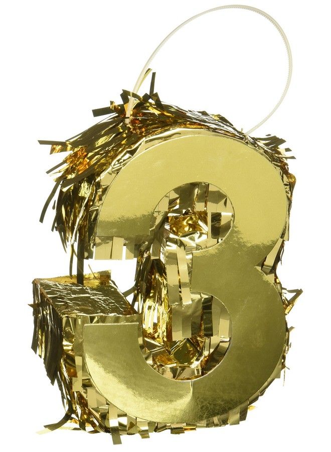 Amscan Gold Number 3 Mini Foil Pinata 6" X 4 1/2" 1 Pc - Image 1