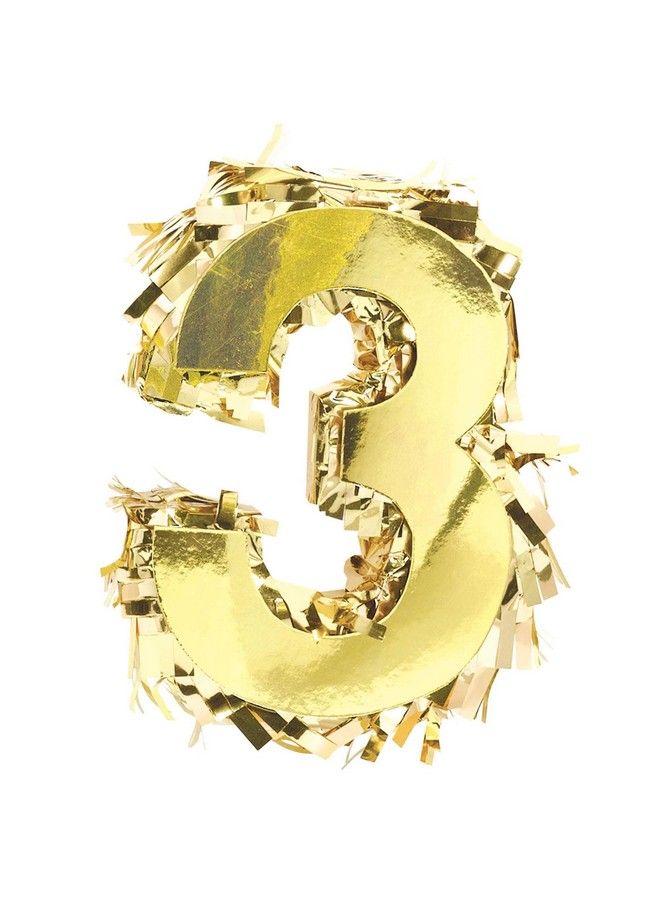 Amscan Gold Number 3 Mini Foil Pinata 6" X 4 1/2" 1 Pc - Image 3