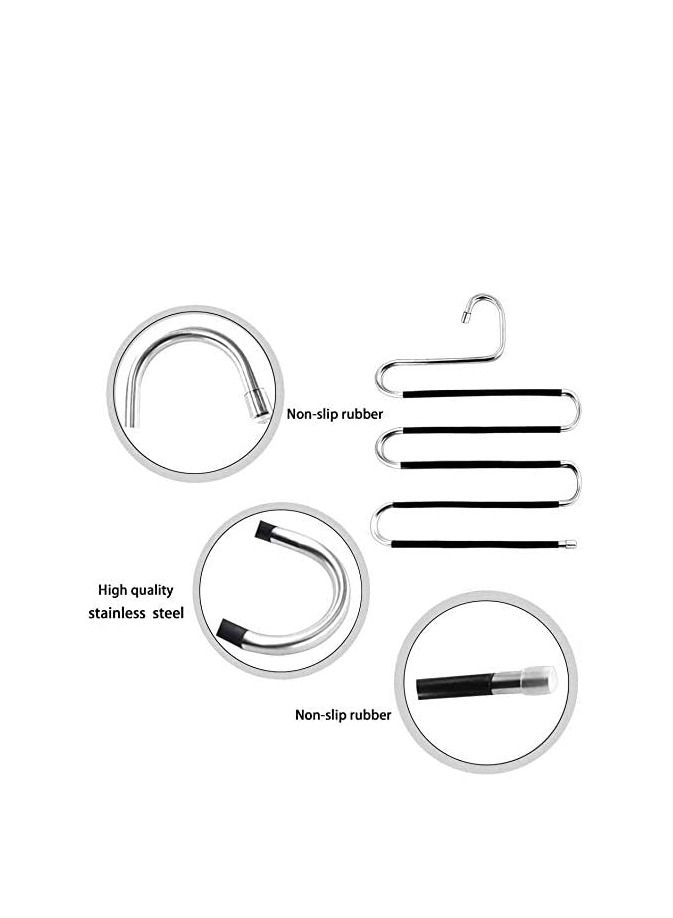 LEDIN Pants Hangers Space Save Non-Slip 6 Pack S-Shape Trousers Hangers Stainless Steel Clothes Hangers Closet Storage Organizer for Pants Jeans Scarf Hanging (Black 6-Pack)  - Image 2
