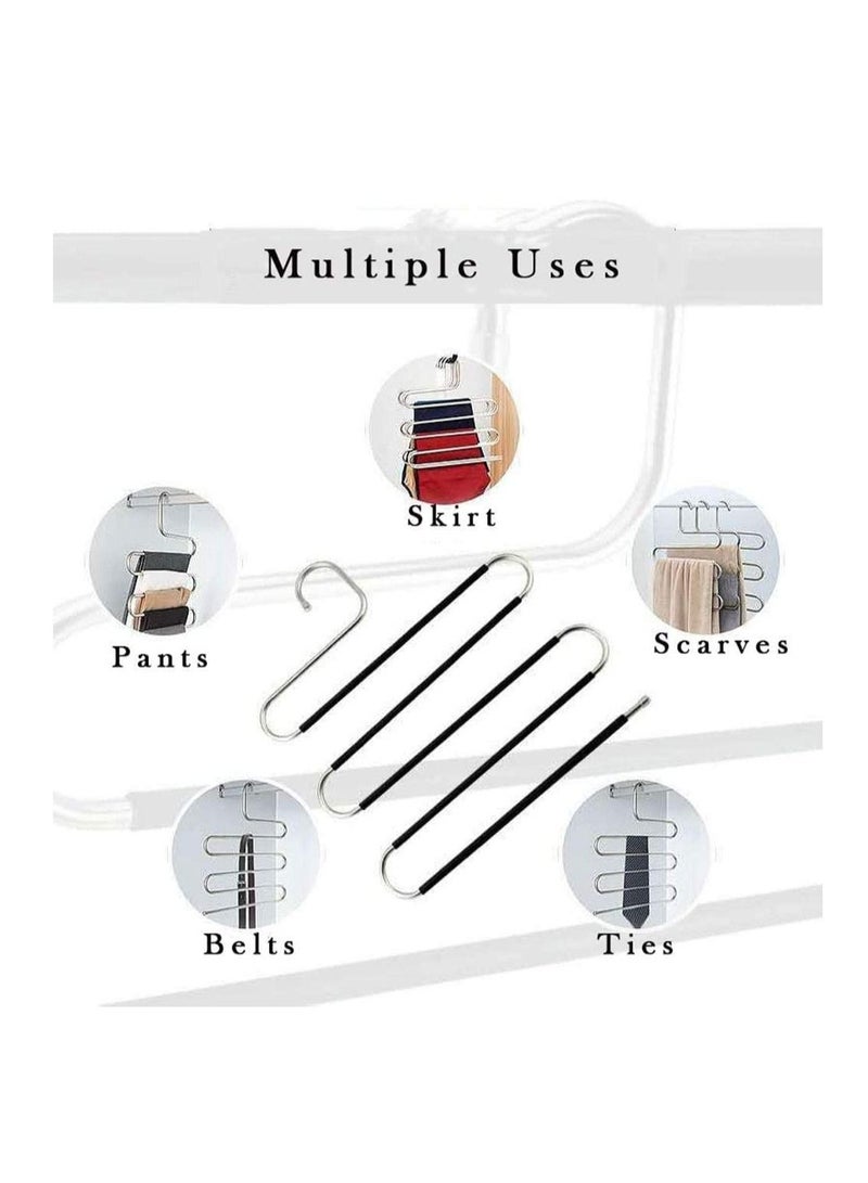LEDIN Pants Hangers Space Save Non-Slip 6 Pack S-Shape Trousers Hangers Stainless Steel Clothes Hangers Closet Storage Organizer for Pants Jeans Scarf Hanging (Black 6-Pack)  - Image 3