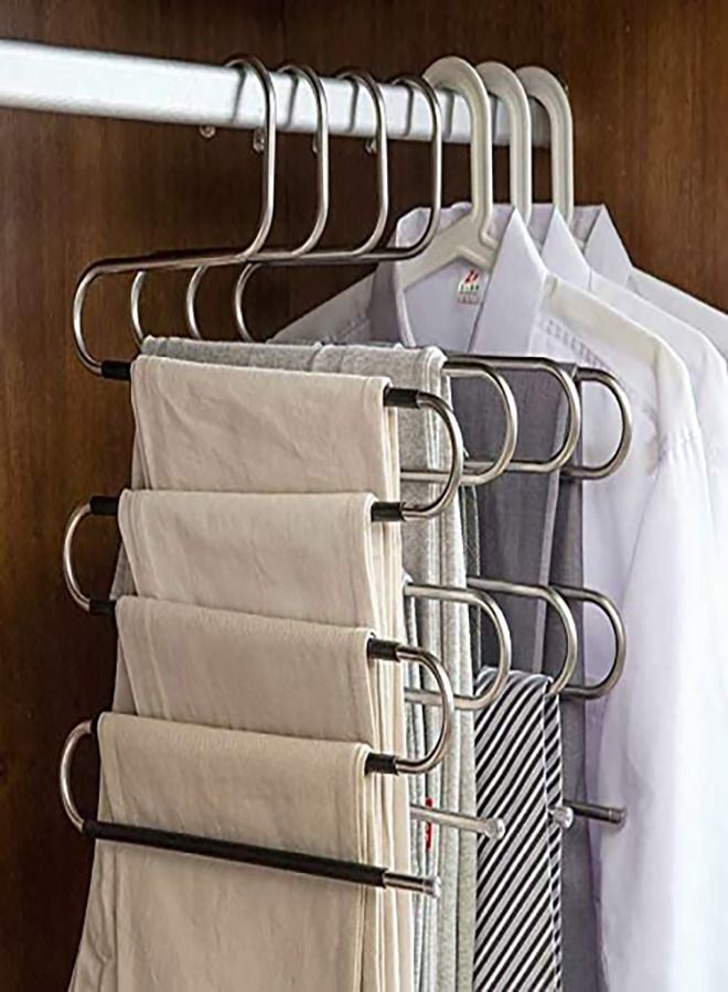 LEDIN Pants Hangers Space Save Non-Slip 6 Pack S-Shape Trousers Hangers Stainless Steel Clothes Hangers Closet Storage Organizer for Pants Jeans Scarf Hanging (Black 6-Pack)  - Image 5