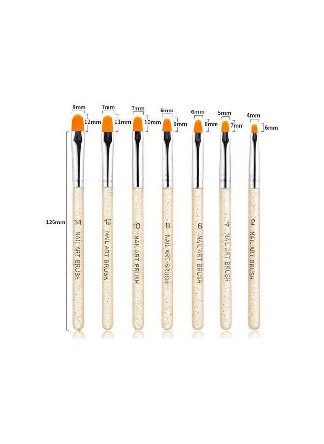 Aoshang - 7Pcs Uv Gel Nail Brush Poly Extension Gel Brush Nail Art Tips Builder Brush Nail Painting Brush Pen Set(No.2468101214) - Image 1
