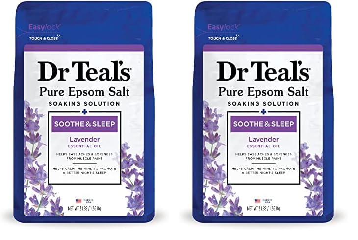 Dr Teal's Dr Teals Epsom Salt Soaking Solution Soothe  Sleep Lavender 3lbs Packaging May Vary Pack of 2 