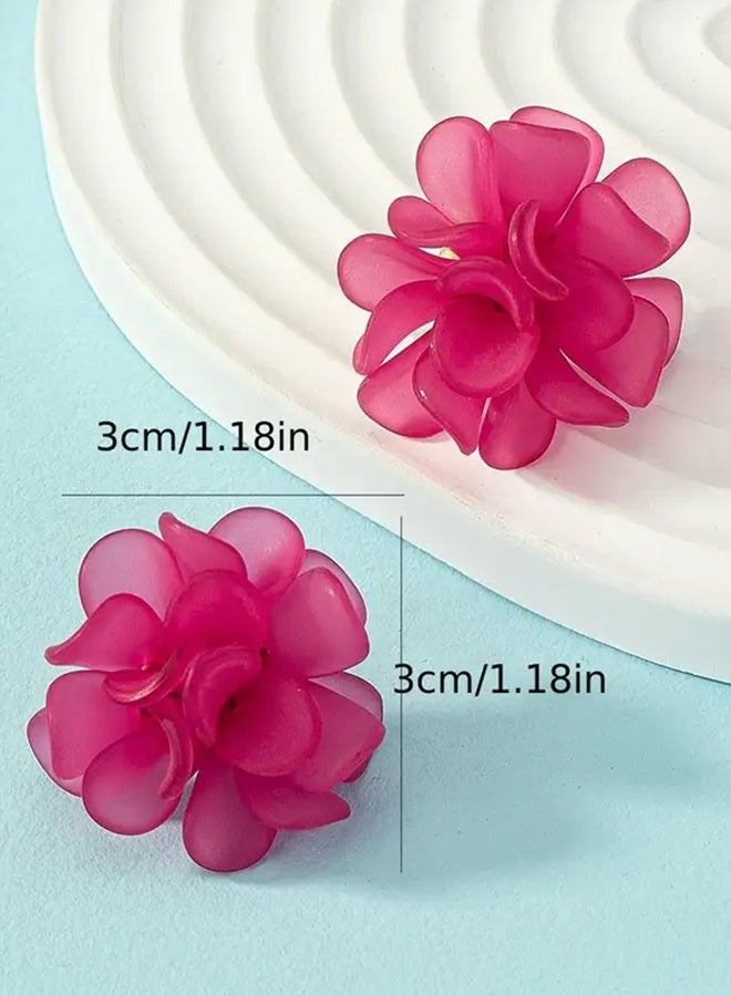 Ready For Chai Elegant Floral Women's Earrings, Multicolor Petal Studs, Resin with Iron Posts for Daily Wear and Parties, Elegant Style - Image 3