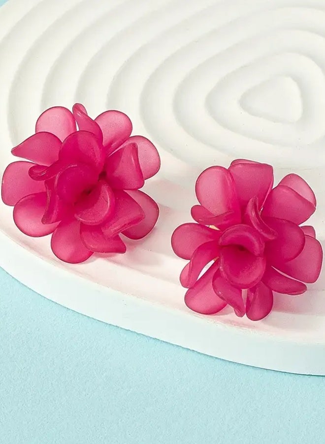 Ready For Chai Elegant Floral Women's Earrings, Multicolor Petal Studs, Resin with Iron Posts for Daily Wear and Parties, Elegant Style - Image 2