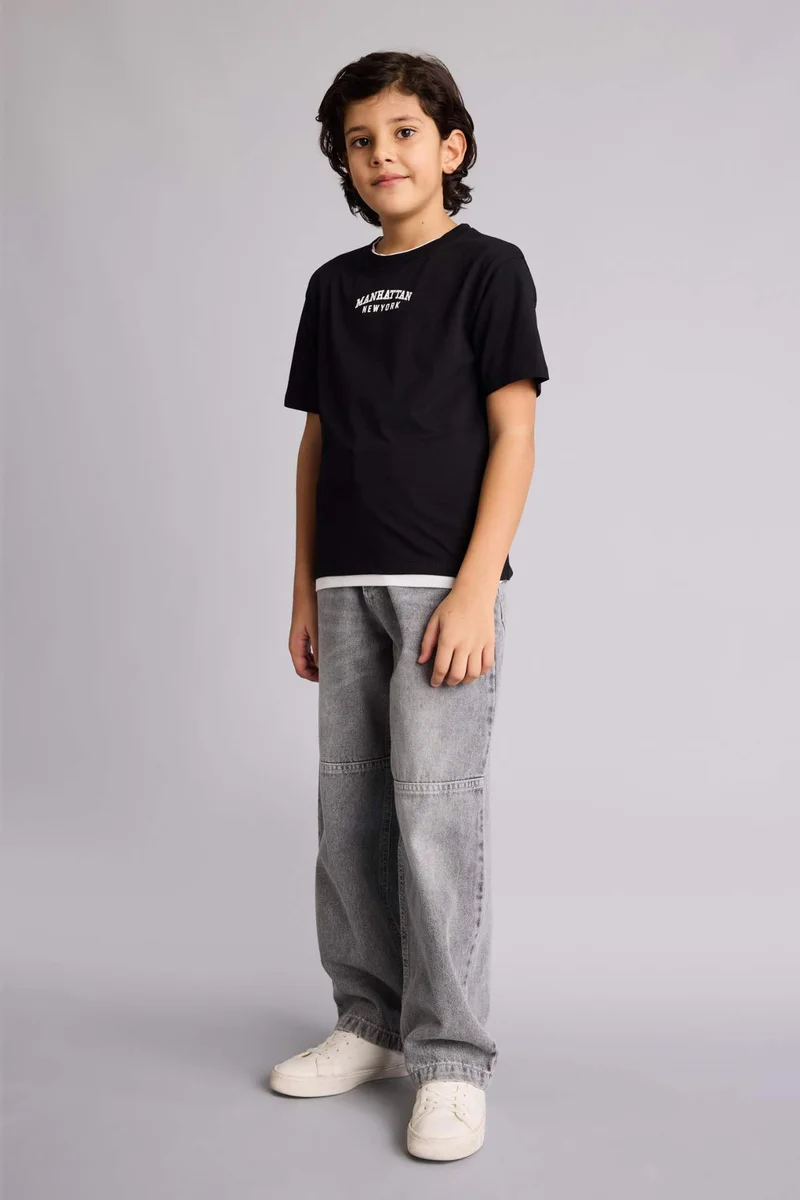 ديفاكتو Boy New Regular Fit Crew Neck Printed T-Shirt