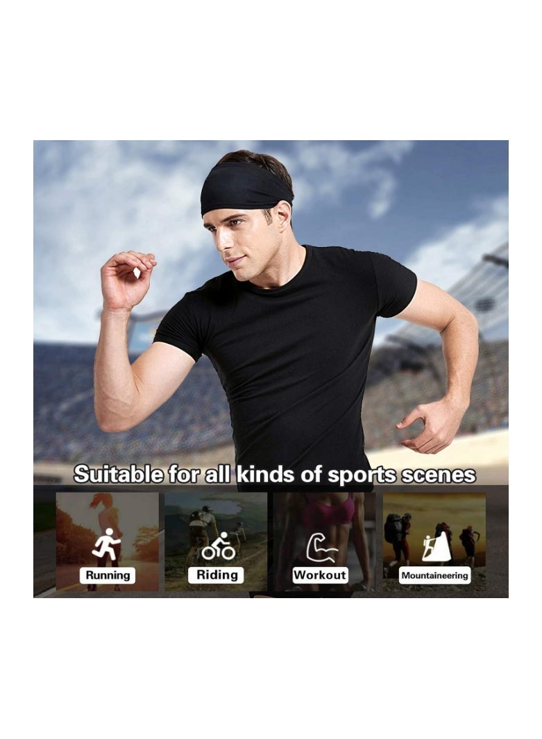 Acozycoo Running Headband,5Pack,Mens Sweatband Sports Headband for Running,Cycling,Basketball,Yoga,Fitness Workout Stretchy Unisex Hairband - Image 2