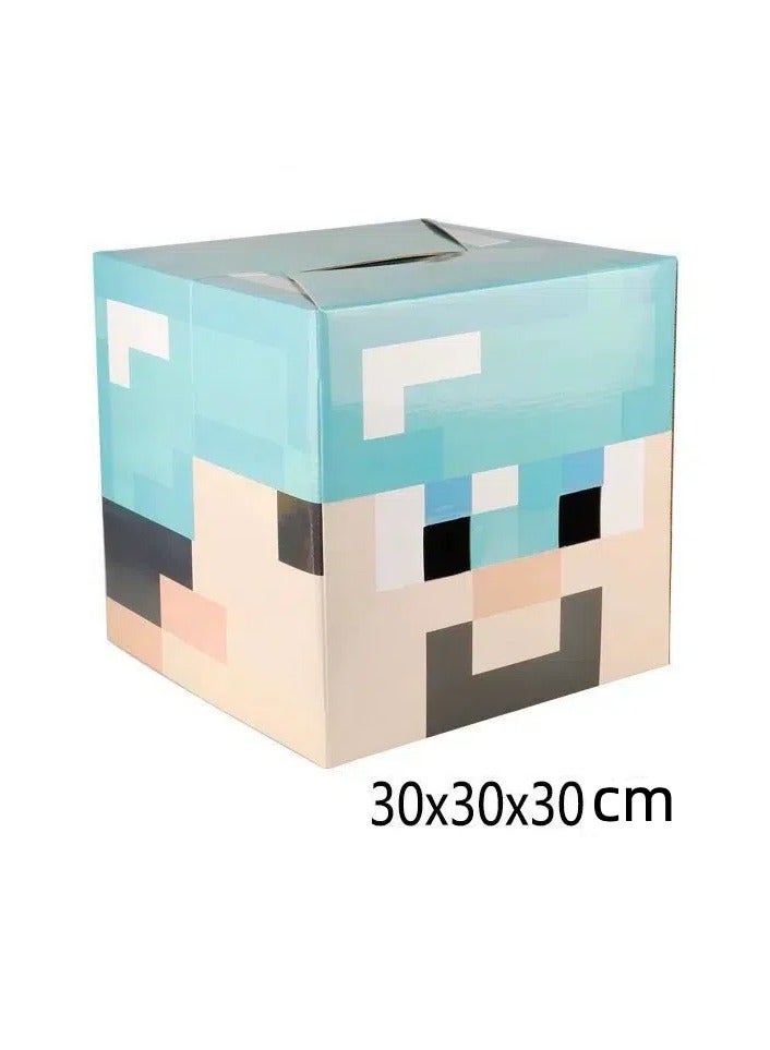 ماين كرافت قناع ستيف الماسي من الكرتون، صندوق رأس خفيف الوزن مصنوع من الورق للتزيين والأزياء - Image 1