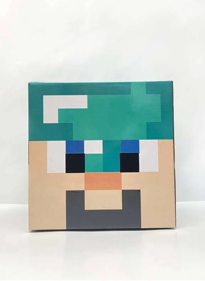 ماين كرافت قناع ستيف الماسي من الكرتون، صندوق رأس خفيف الوزن مصنوع من الورق للتزيين والأزياء - Image 4