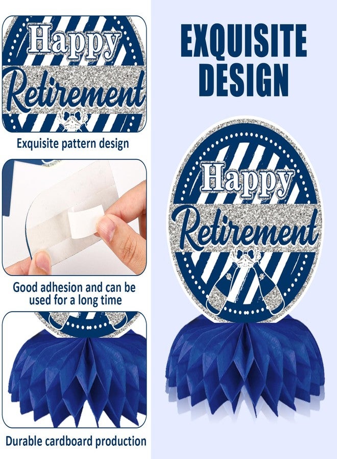 DTOFOOT 10 Pcs Retirement Party Decorations, Blue Silver Retirement Table Honeycomb Centerpieces Happy Retirement Table Topper for Men Women Happy Retirement Decorations for Party Supplies - Image 3