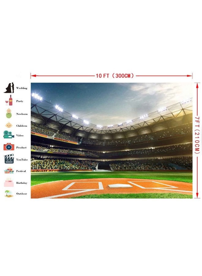 FHZON 10x7ft High-end Baseball Stadium Photography Backdrop Ballpark Auditorium Light Background Themed Party Artistic Portrait YouTube Backdrops Photo Booth Studio Props PFH184 - Image 3
