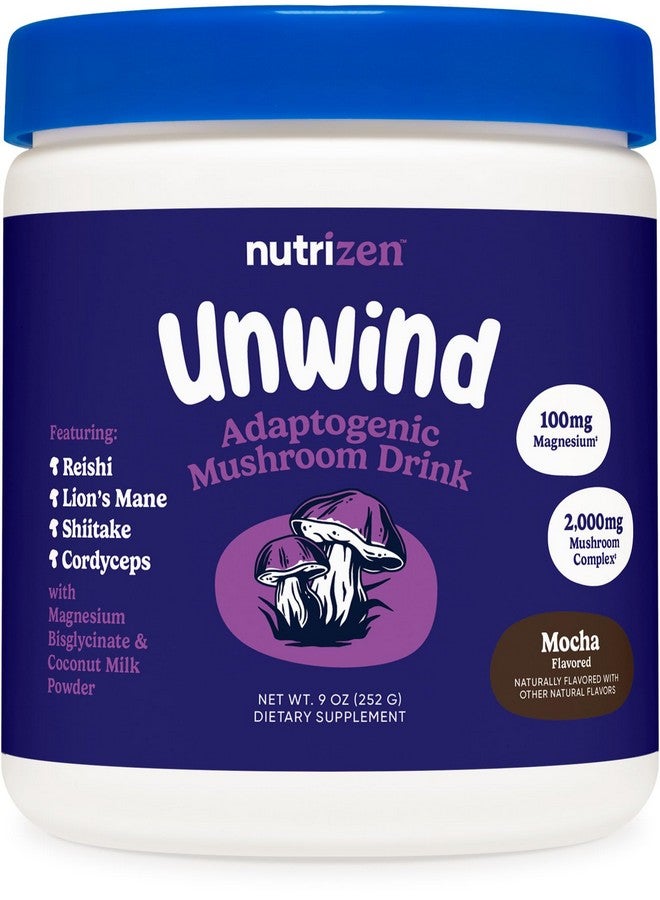 Nutricost Nutrizen PM Unwind Adaptogenic Mushroom Drink (Mocha Flavored) 30 Servings - Includes Reishi, Lion's Mane, Shiitake, Cordyceps - Image 1