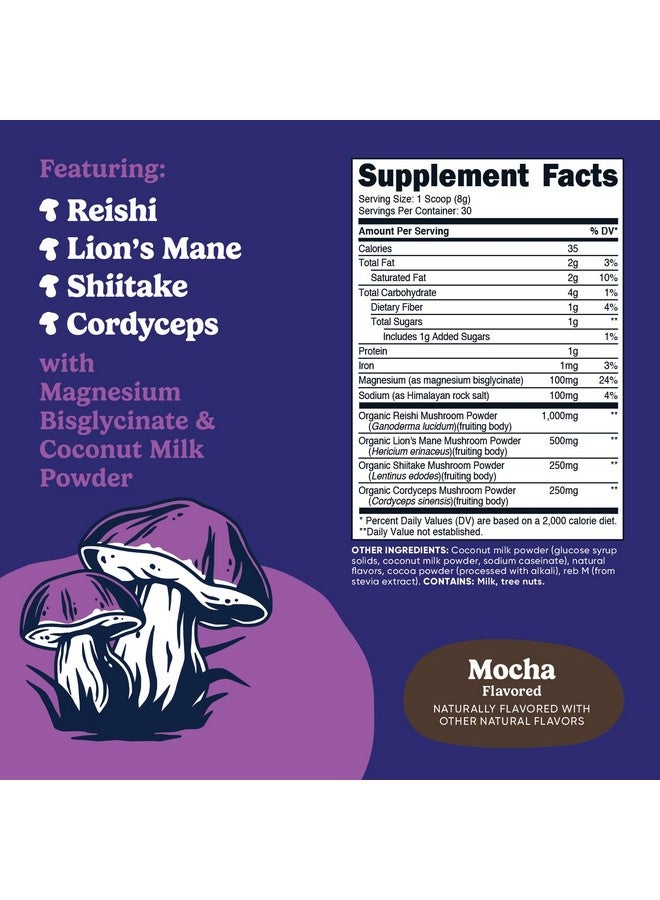 Nutricost Nutrizen PM Unwind Adaptogenic Mushroom Drink (Mocha Flavored) 30 Servings - Includes Reishi, Lion's Mane, Shiitake, Cordyceps - Image 2