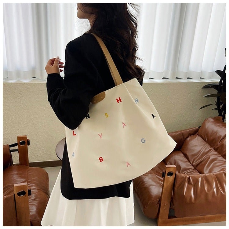 Large Capacity Tote Bag for Women 2026 Letter Print Handbag - Image 1