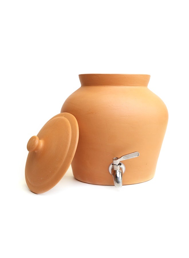 ارك موزع مياه فخاري مصنوع يدويًا من ARK مزود بصنبور | ماتكا طينية طبيعية لمياه شرب باردة وقلوية | سعة 8 لترات - Image 3