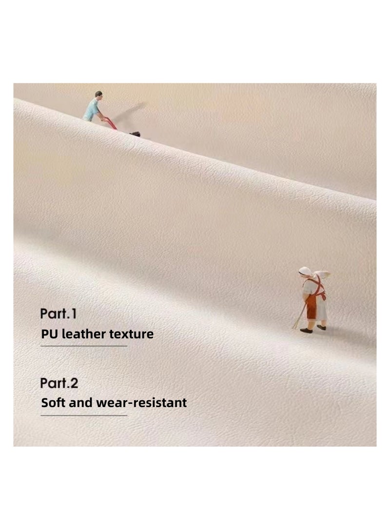 نوفولان مفرش طاولة جلدي NOVOLAN مقاس 200×140 سم، بتصميم ريفي فرنسي، مقاوم للغسيل والزيت والماء، مفرش طاولة مستطيل الشكل، سهل التنظيف، مقاوم للحرارة (أبيض كريمي)  - Image 4