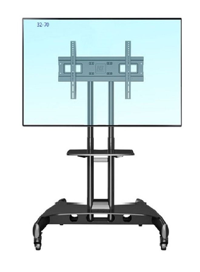 TV Stand With Lockable Wheels For 32-70 Inch TVs Black  - Image 1