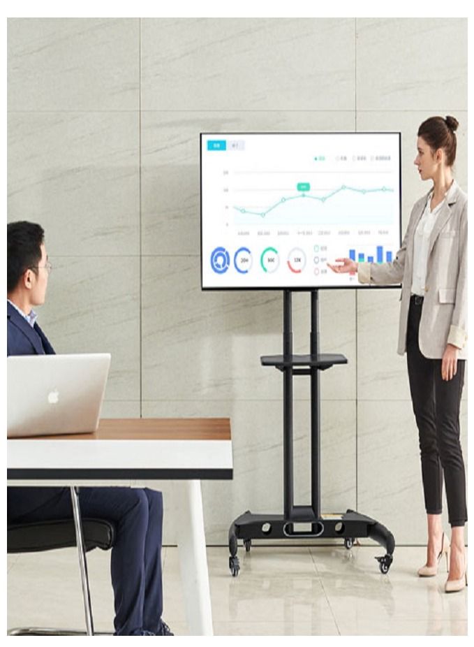 TV Stand With Lockable Wheels For 32-70 Inch TVs Black  - Image 3