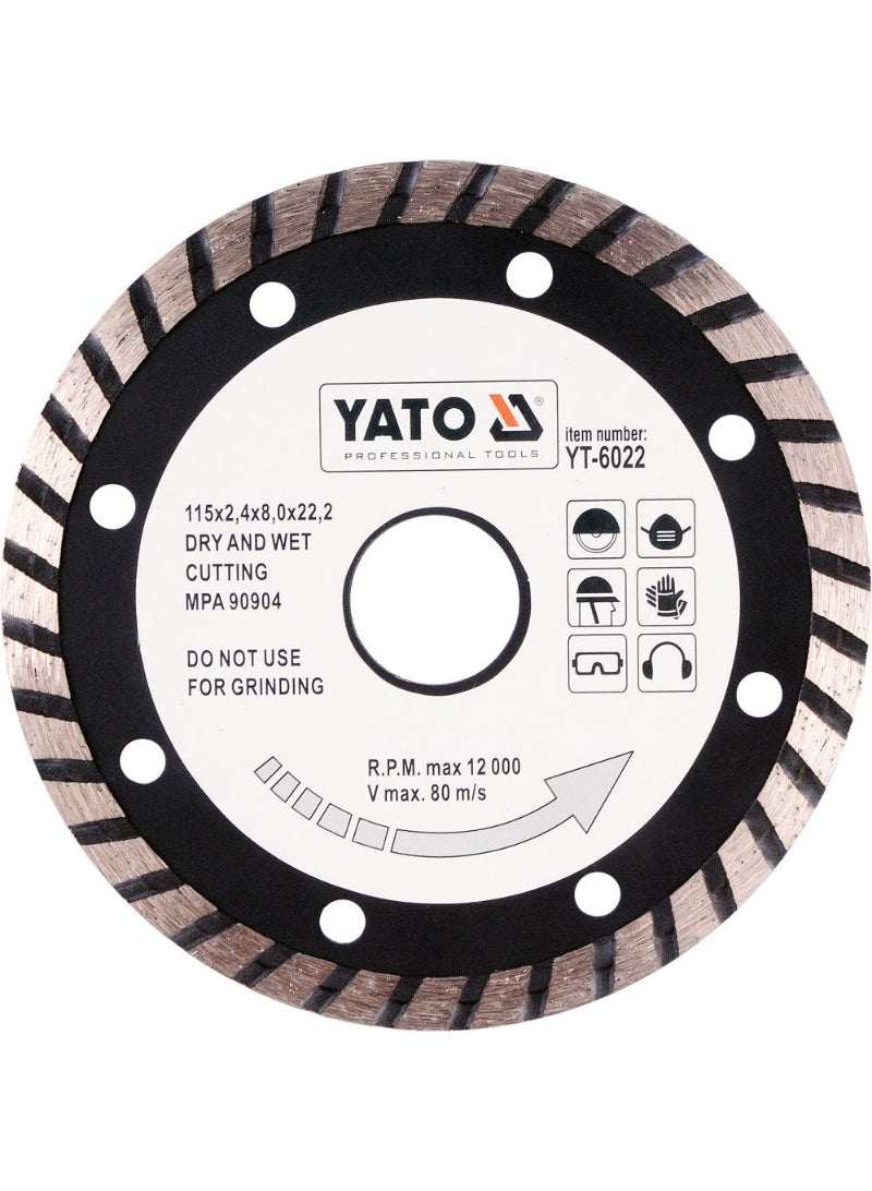 YATO Diamond Blade "Turbo" 115x2.4x22.2mm  YT-6022