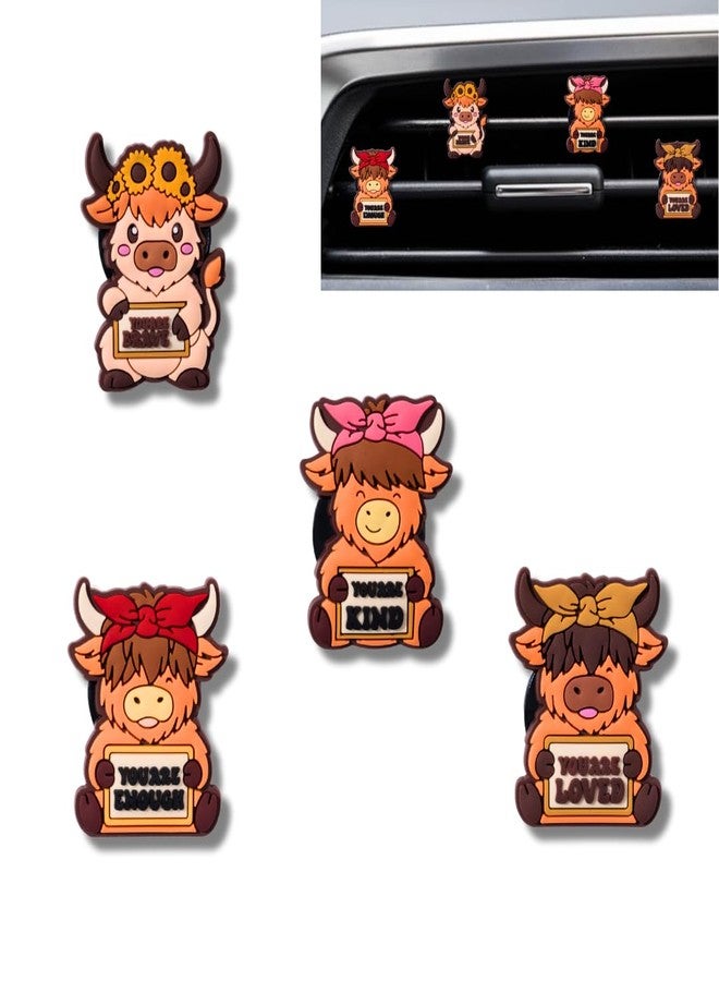TSIMPLE Highland Cow Car Air Vent Clips Set, Western Air Freshener Car Accessories for Women, Funny Highland Cows Cars Decor, Cow Gift Idea, Cows Cars Decoration - Image 1