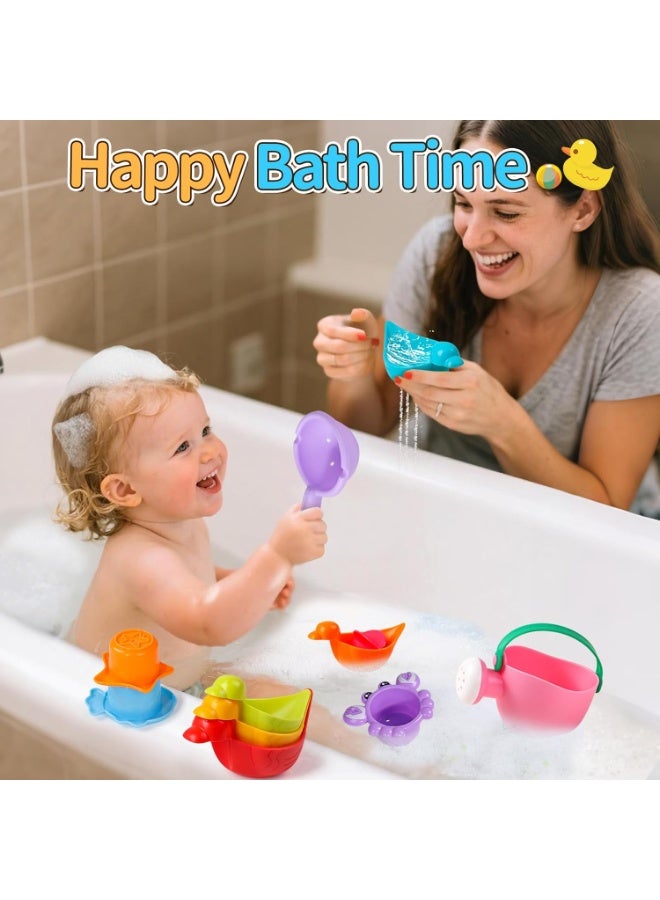 Soofam لعبة استحمام لعبة استحمام للأطفال من 1 2 3 4 سنوات لعبة مائية للأطفال لعبة بركة السباحة لعبة بركة التجديف للأطفال من 1 2 3 4 سنوات 10 قطع لعبة استحمام (لون عشوائي)  - Image 2