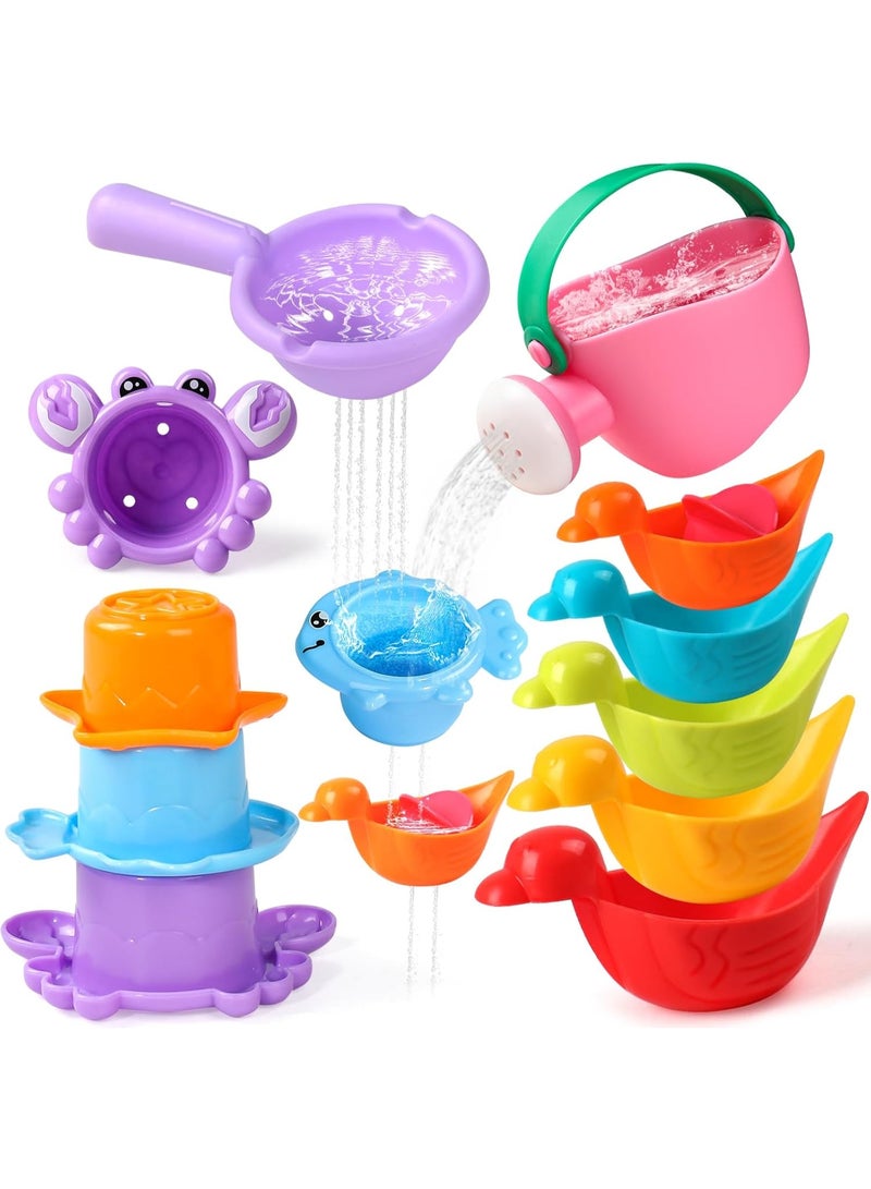 Soofam لعبة استحمام لعبة استحمام للأطفال من 1 2 3 4 سنوات لعبة مائية للأطفال لعبة بركة السباحة لعبة بركة التجديف للأطفال من 1 2 3 4 سنوات 10 قطع لعبة استحمام (لون عشوائي)  - Image 1