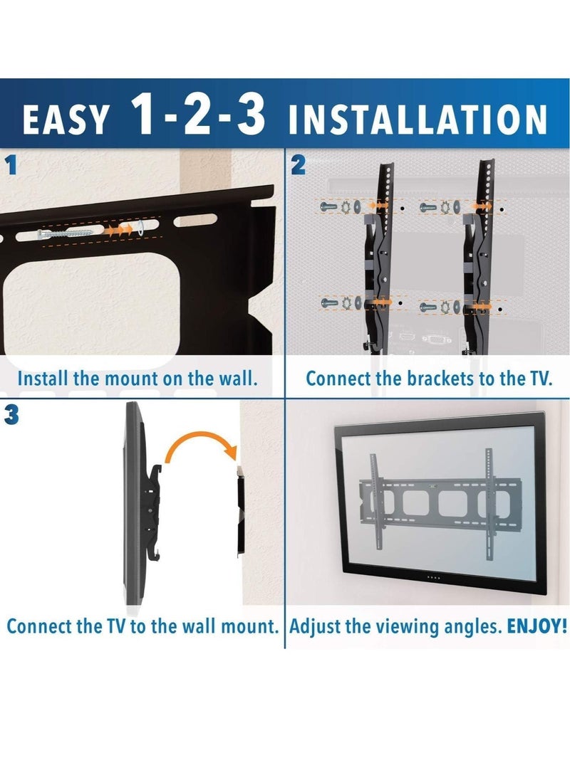 Large Tilting TV Wall Mount Brackets | 42 43 50 55 58 65 70 75 80 Inch | 220 Pound Capacity | VESA Compatible | Low Profile | Flat Screen - Image 4