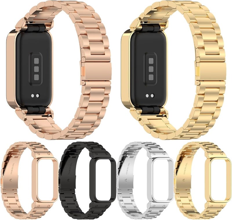 حزام بديل متوافق مع Band 9 Active – حزام معدني من الفولاذ المقاوم للصدأ، يتناسب مع Smart Band 9 Active و Watch 3 (اللون أسود) - Image 5