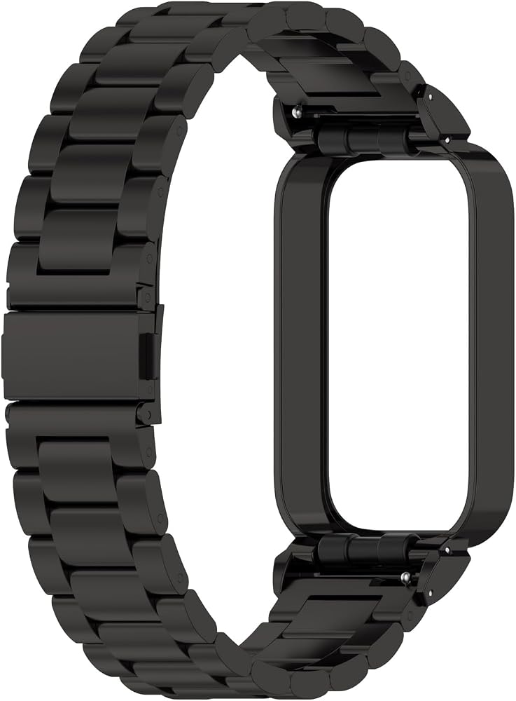 حزام بديل متوافق مع Band 9 Active – حزام معدني من الفولاذ المقاوم للصدأ، يتناسب مع Smart Band 9 Active و Watch 3 (اللون أسود) - Image 2