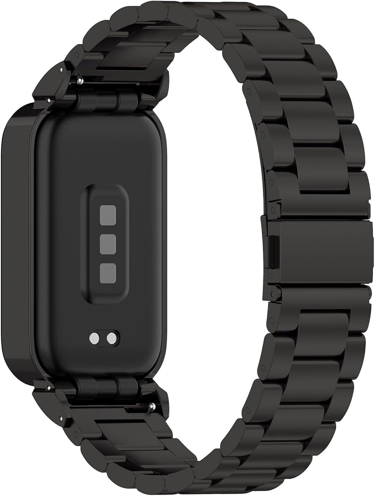 حزام بديل متوافق مع Band 9 Active – حزام معدني من الفولاذ المقاوم للصدأ، يتناسب مع Smart Band 9 Active و Watch 3 (اللون أسود) - Image 4