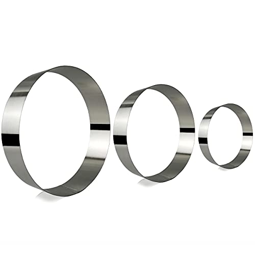 Funwhale 3 Tier Round Multilayer Anniversary Birthday Cake Baking Pans,Stainless Steel 3 Big Sizes Rings Molding Mousse Cake Rings(Round shape,4 Inch 6Inch 7.8Inch,Set of 3) - Image 1