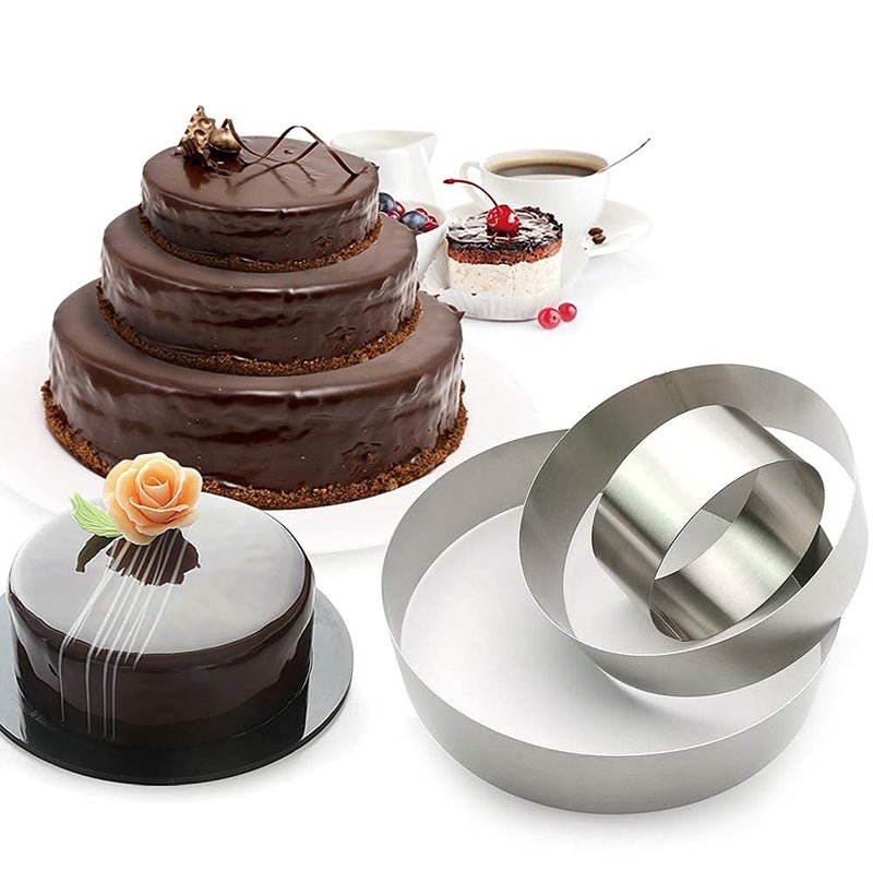 Funwhale 3 Tier Round Multilayer Anniversary Birthday Cake Baking Pans,Stainless Steel 3 Big Sizes Rings Molding Mousse Cake Rings(Round shape,4 Inch 6Inch 7.8Inch,Set of 3) - Image 5
