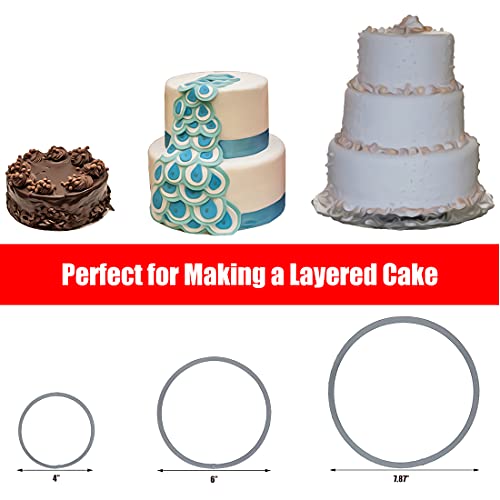 Funwhale 3 Tier Round Multilayer Anniversary Birthday Cake Baking Pans,Stainless Steel 3 Big Sizes Rings Molding Mousse Cake Rings(Round shape,4 Inch 6Inch 7.8Inch,Set of 3) - Image 2