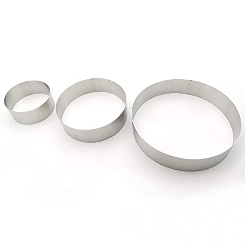 Funwhale 3 Tier Round Multilayer Anniversary Birthday Cake Baking Pans,Stainless Steel 3 Big Sizes Rings Molding Mousse Cake Rings(Round shape,4 Inch 6Inch 7.8Inch,Set of 3) - Image 3