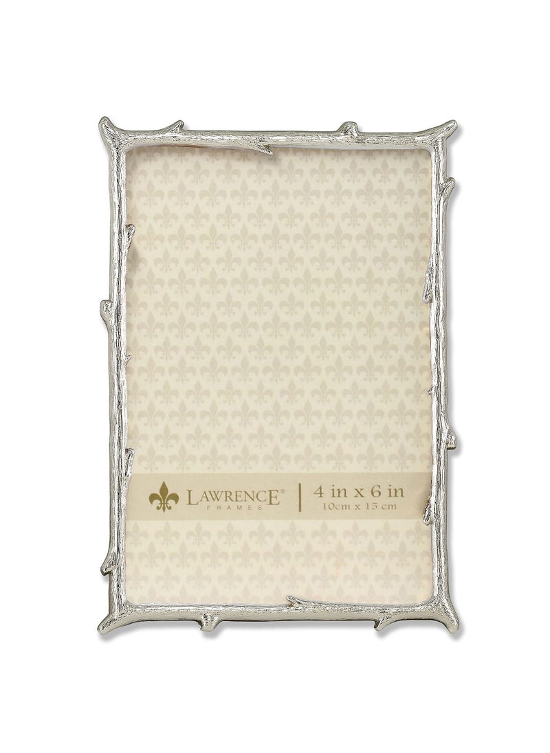 Lawrence Frames Lawrence Frames 712646 4x6 Silver Metal Natural Branch Design Picture Frame  - Image 1