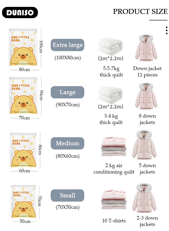 DUNISO 4 PCS Foldable Vacuum Storage Bag with Electric Pump, Reusable Travel Vacuum Sealer Bags, Compression Airtight Sealer Bags with Seal Special-Grip Clip, Space Saver Compression Bags for Clothes, Mattress, Blanket, Duvets, Pillows, Comforters, Quilt  - Image 2