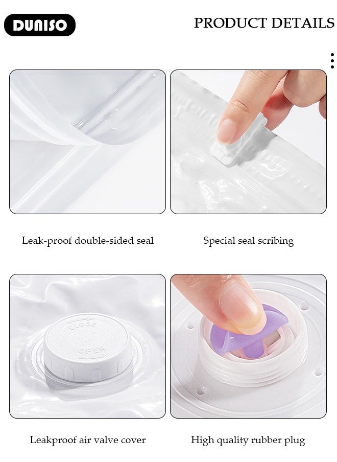 DUNISO 4 PCS Foldable Vacuum Storage Bag with Electric Pump, Reusable Travel Vacuum Sealer Bags, Compression Airtight Sealer Bags with Seal Special-Grip Clip, Space Saver Compression Bags for Clothes, Mattress, Blanket, Duvets, Pillows, Comforters, Quilt  - Image 3