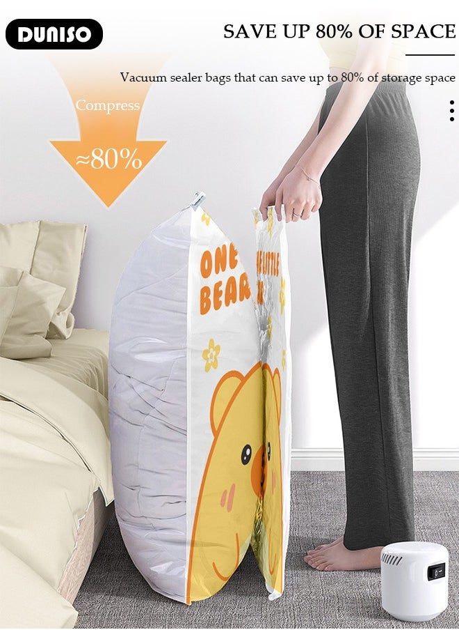 DUNISO 4 PCS Foldable Vacuum Storage Bag with Electric Pump, Reusable Travel Vacuum Sealer Bags, Compression Airtight Sealer Bags with Seal Special-Grip Clip, Space Saver Compression Bags for Clothes, Mattress, Blanket, Duvets, Pillows, Comforters, Quilt  - Image 5