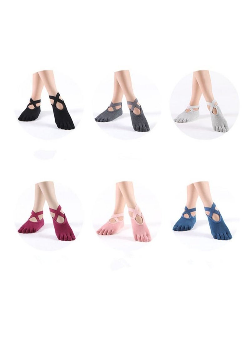 اسم المحتوى ناريلا جوارب يوغا للنساء مع قبضات ، جوارب خمسة أصابع غير قابلة للانزلاق للبيلاتيس / بار / باليه / لياقة (6 أزواج) - Image 1
