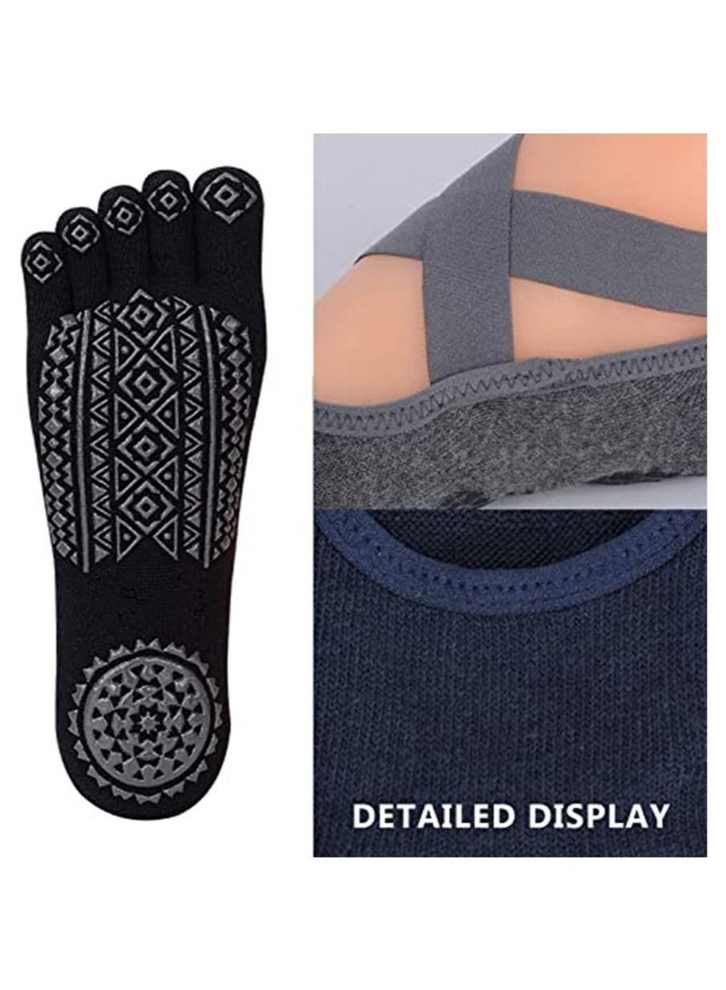 اسم المحتوى ناريلا جوارب يوغا للنساء مع قبضات ، جوارب خمسة أصابع غير قابلة للانزلاق للبيلاتيس / بار / باليه / لياقة (6 أزواج) - Image 4