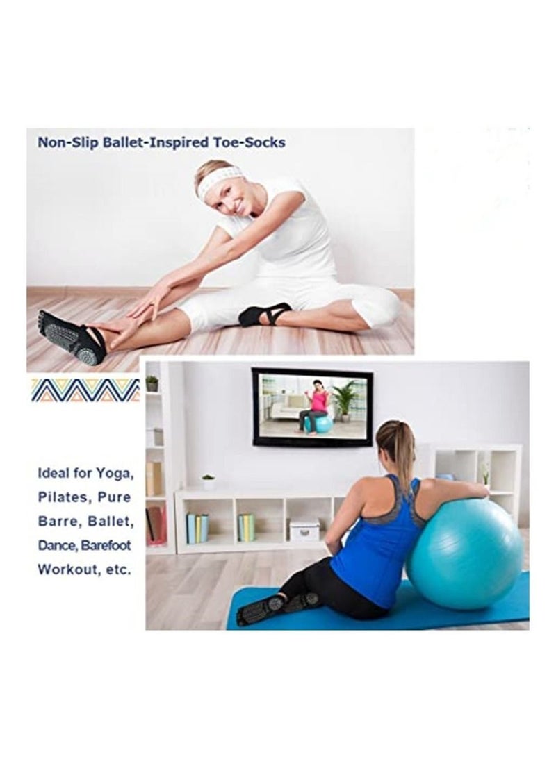 اسم المحتوى ناريلا جوارب يوغا للنساء مع قبضات ، جوارب خمسة أصابع غير قابلة للانزلاق للبيلاتيس / بار / باليه / لياقة (6 أزواج) - Image 3
