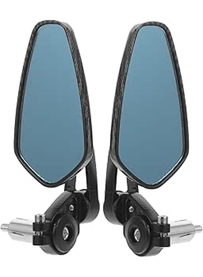 Yardwe 1 Pair Motorcycle Rearview Mirrors Carbon Fiber Texture Blue Glass Wide Angle Handlebar Side Mirror for Scooter - Image 1