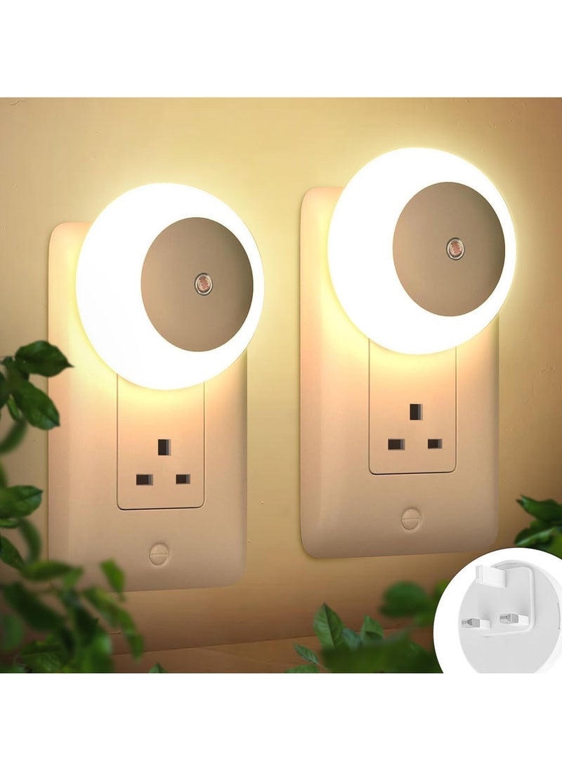 RATSAW 2 Pack Night Light, Warm LED Night lights with Smart Dusk to Dawn Sensor, Plug into Wall Nightlights Suitable for Bedroom, Bathroom, Hallway, Kitchen, Stairs, Kids, Adults  - Image 1