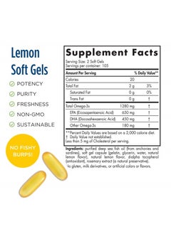 NORDIC NATURALS ProOmega, Lemon Flavor - 210 Soft Gels - 1000 mg Omega-3 - High-Potency Fish Oil with EPA & DHA - Promotes Brain, Eye, Heart, & Immune Health - Non-GMO - 105 Servings  - Image 2