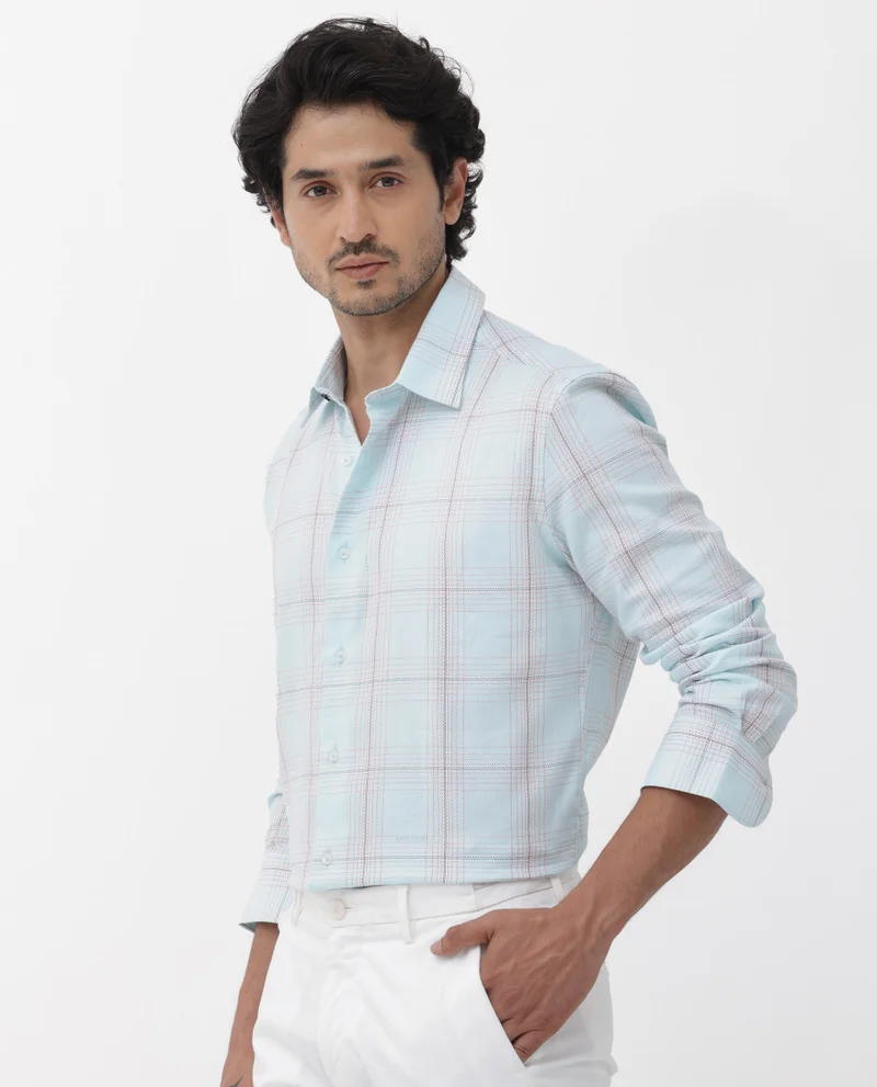 Rare Rabbit Men's Cotton Dobby Check Shirt