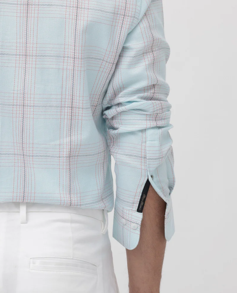Rare Rabbit Men's Cotton Dobby Check Shirt
